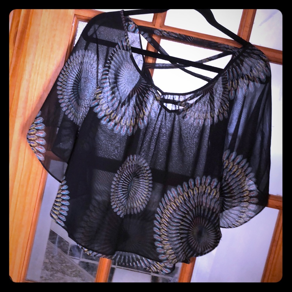 Charlotte Russe peacock sheer top